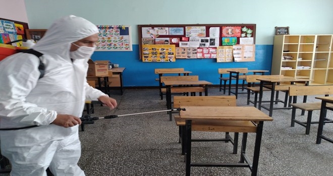 Kızılcahamam´da okullar dezenfekte edildi