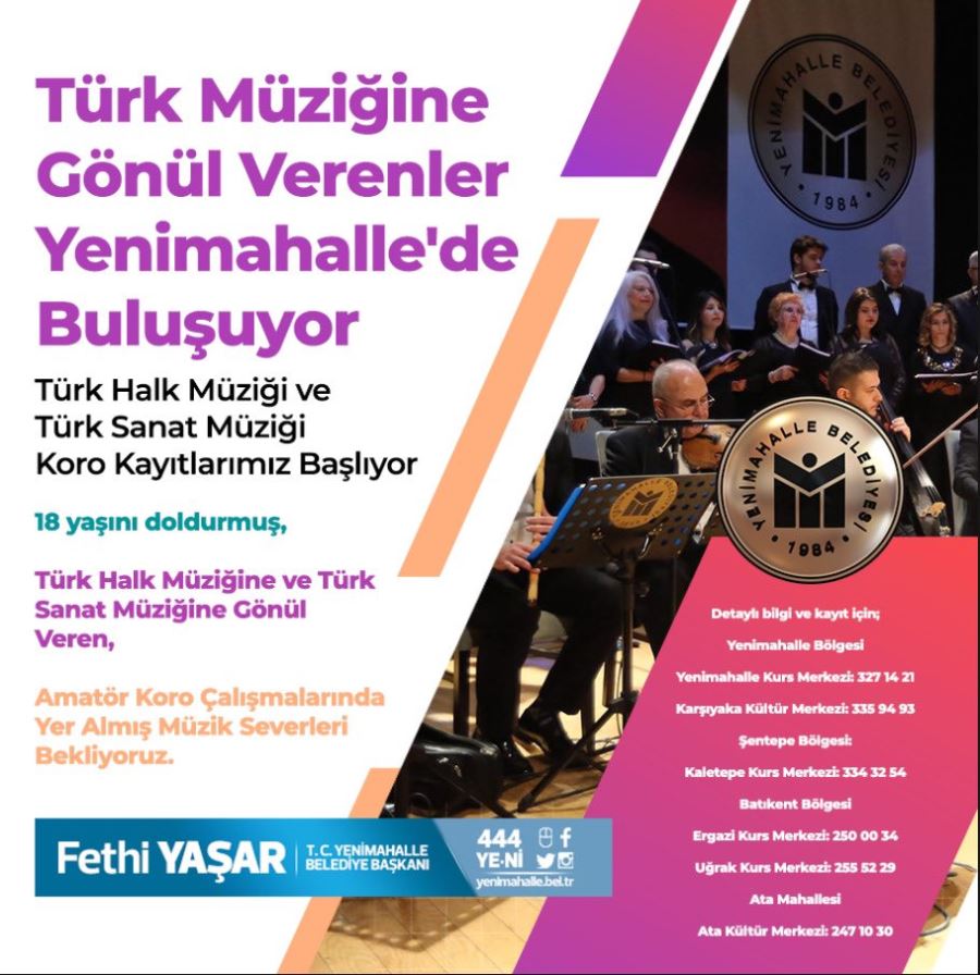 Türk Müziğine Gönül Verenler  Yenimahalle’de buluşuyor