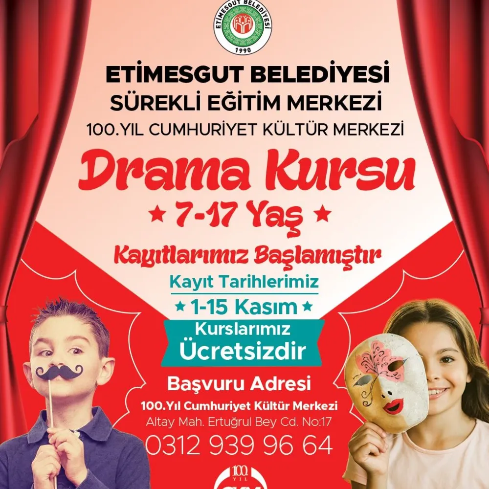 ETİMESGUT BELEDİYESİNDEN ÜCRETSİZ DRAMA KURSU