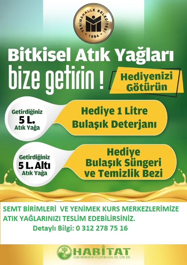 Yenimahalle’de bitkisel atık yağlar toplanıyor