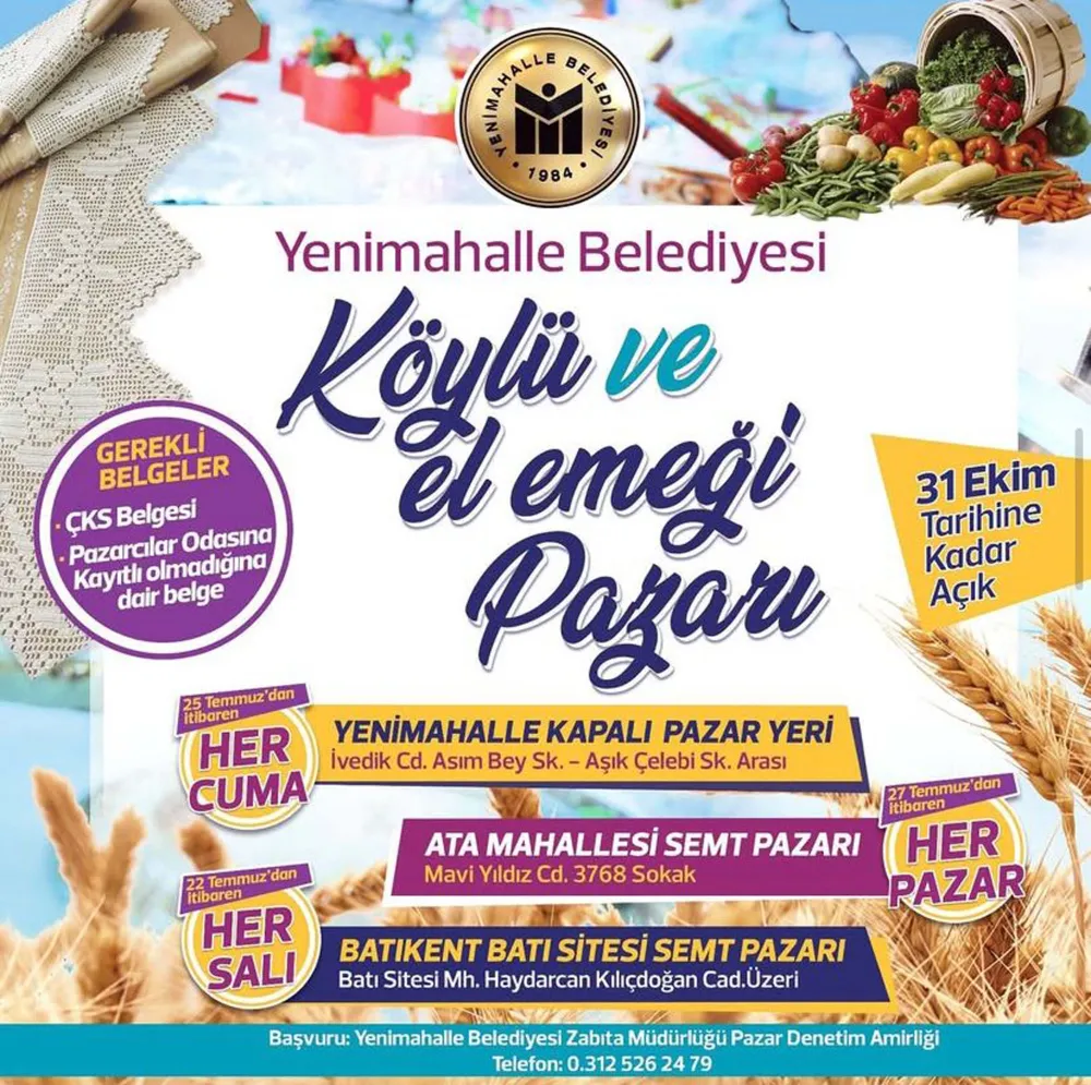 Geleneksel köylü pazarları 22 Temmuz’da kuruluyor